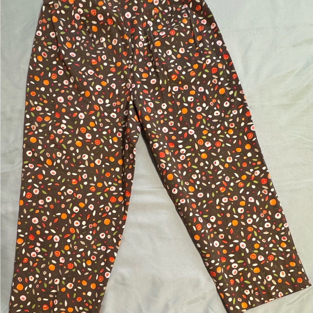Talbots Petites Brown Floral Cropped Pants Size 8P Stretch - Picture 7 of 7